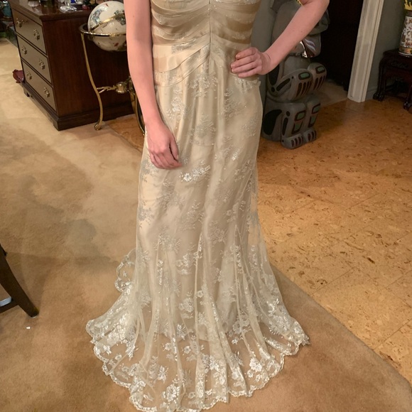 JS Collections Dresses & Skirts - Beautiful Embellished Gown with Lace Overlay